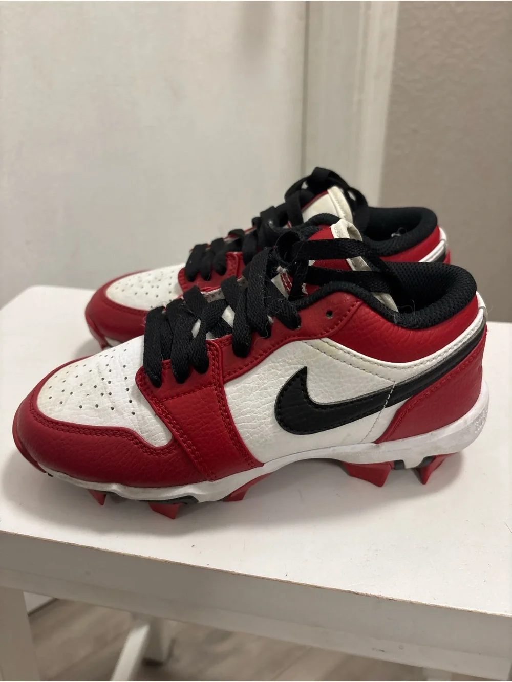 Nike Red White Black Cleat Sneakers